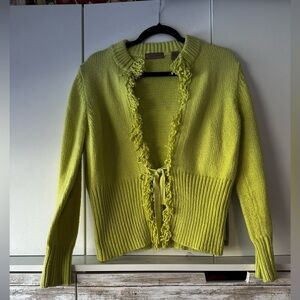 GUC - I.e. Relaxed -  Lime Ruffled Cardigan w/tie front - Size Large!!!